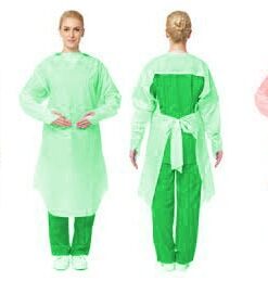 Disposable plastic gown yellow