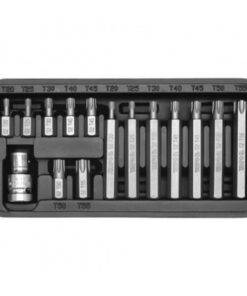 Torx Bit Socket Set - Chrome Vanadium - 1/2" Connector - Standard Length and Long - 15 Piece - YT-0411