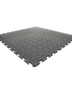 Kwiklok Interlocking PVC Floor Tiles - Recycled - 46.5 x 46.5 x 0.6 cm - Black - Pack of 4 - RUBKL64
