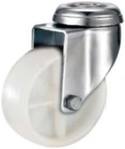 Castor Wheels - Polypropylene - Bolt Hole - Swivel - White - 75mm - TOOC414