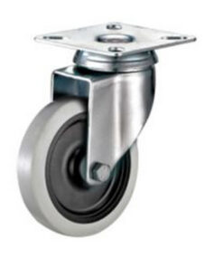Castor Wheels - Thermoplastic Rubber - Top Swivel - Fixed Plate - 125mm - TOOC507