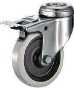 Castor Wheels - Thermoplastic Rubber - Bolt Hole Swivel - Brake - 125mm - TOOC516