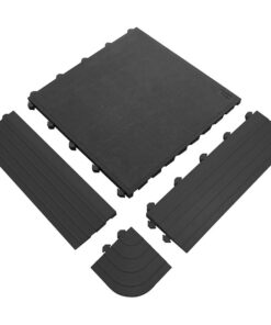 Rubber Tile Male Edging - Fatigue-Lock Interlocking Anti-Fatigue Mat - 50 x 15 x 2.4 cm - Black - FLE010002M