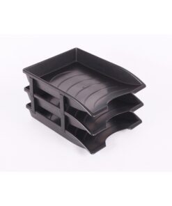 Letter Trays - Plastic - Recycled - Triple - 35 x 26 x 6 cm - Black - Pack of 21 - 017LT-RT