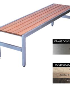 Slimline Bench - Stainless Steel 304 and Wood - Adj. Feet - 45x150x45cm - Colour Options - SL4231S