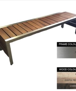 Mall Bench - Stainless Steel 304 and Wood - Adj. Feet - 45x240x51cm - Colour Options - ML4261S