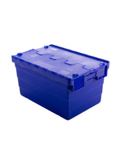 Crate - Security Container - Plastic ALC - Attached Hinged Lid - 68L - 60 x 40 x 36.5cm - Blue - ALC-365-Blue
