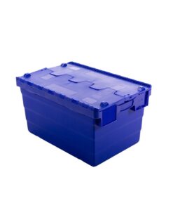 Crate - Security Container - Plastic ALC - Attached Hinged Lid - 52L - 60 x 40 x 32cm - Blue - ALC-320-Blue