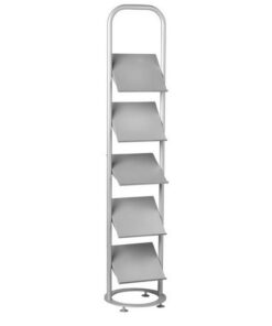 Steel Magazine Holder - Floor Standing - 5 Tilting Shelves - 41 x 41 x 194 cm - Silver - 248SI
