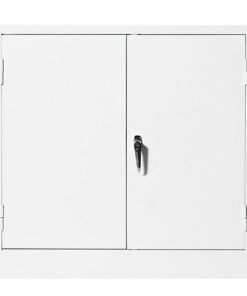 Steel Stationery Cupboard - Metal Storage Cabinet - 2 Shelves - White - Medical - 90 x 90 x 45 cm - SC004-white