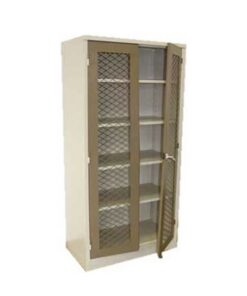 Steel Stationery Cupboard - Metal Storage Cabinet - 4 Shelves - Mesh - Ivory and Karoo - 180 x 90 x 45 cm - SC003-ivorykaroo
