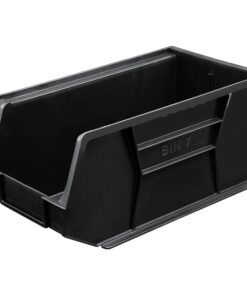 Stack & Hang Parts Storage Bin - Small Plastic Container - Size 7 - 37.5 x 21 x 18 cm - Black - BIN-7-BLACK
