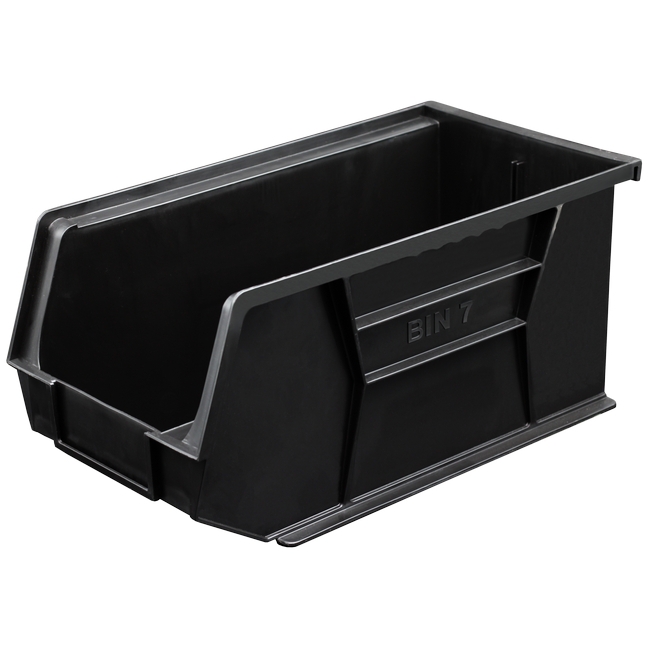 Stack & Hang Parts Storage Bin - Small Plastic Container - Size 7 - 37.5 x 21 x 18 cm - Black - BIN-7-BLACK