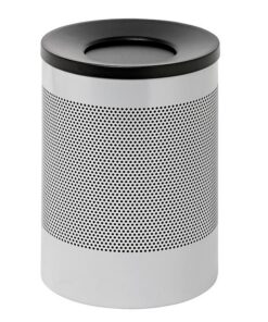 Steel Litter Bin - Wide - Swivel Funnel Top Lid and Bin Liner - Square Punch - 400 Ø x 600 (H) mm - Silver - 771SI-027SD