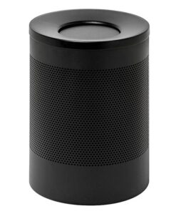 Steel Litter Bin - Wide - Swivel Funnel Top Lid and Bin Liner - Perforated - 400 Ø x 600 (H) mm - Black - 770BL-027SD