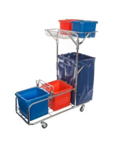 Janitorial Trolley - 60L - 1 x Tray and 1 x Laundry Bag - Excludes Buckets