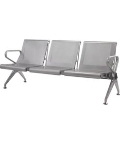 Airport Bench - Public Seating - New Chrome Deluxe - Indoor Use - Flat Packed - Three Seater - 175 x 68 x 78 cm