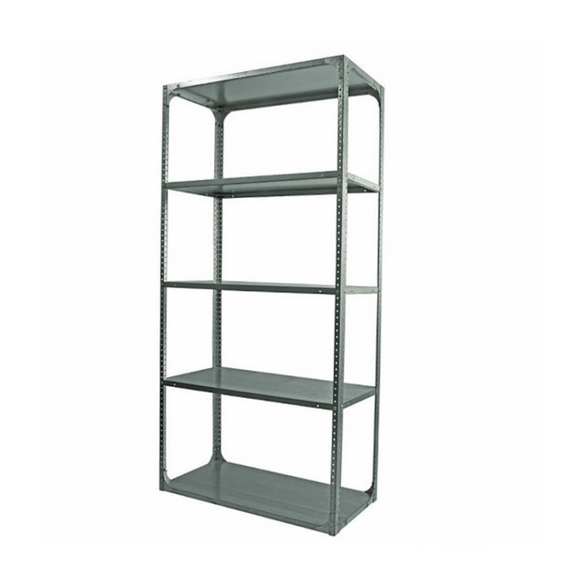 Bolted Shelving Steel Bay 5 Shelves - Uni-Angle - Five Shelf Kit - Galvanised - 213.4 x 91.4 x 38.1 cm