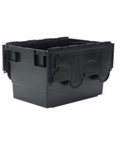 Matlock Euro Container with Lid - Plastic ALC - Heavy-Duty - 60 x 40 x 33.5 cm - Black - 68L - Nestable & Stackable
