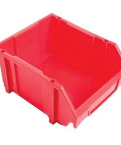 Matlock Plastic Louvre Panel Bin - Stack and Hang Container - Interlocking Design - 28 x 35 x 18.4 cm - Red
