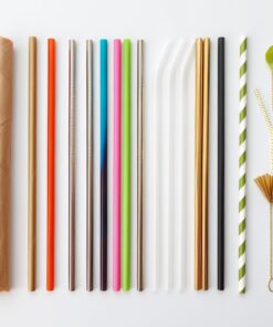 Straws Thick Smoothie Yellow Wrapped 12mm