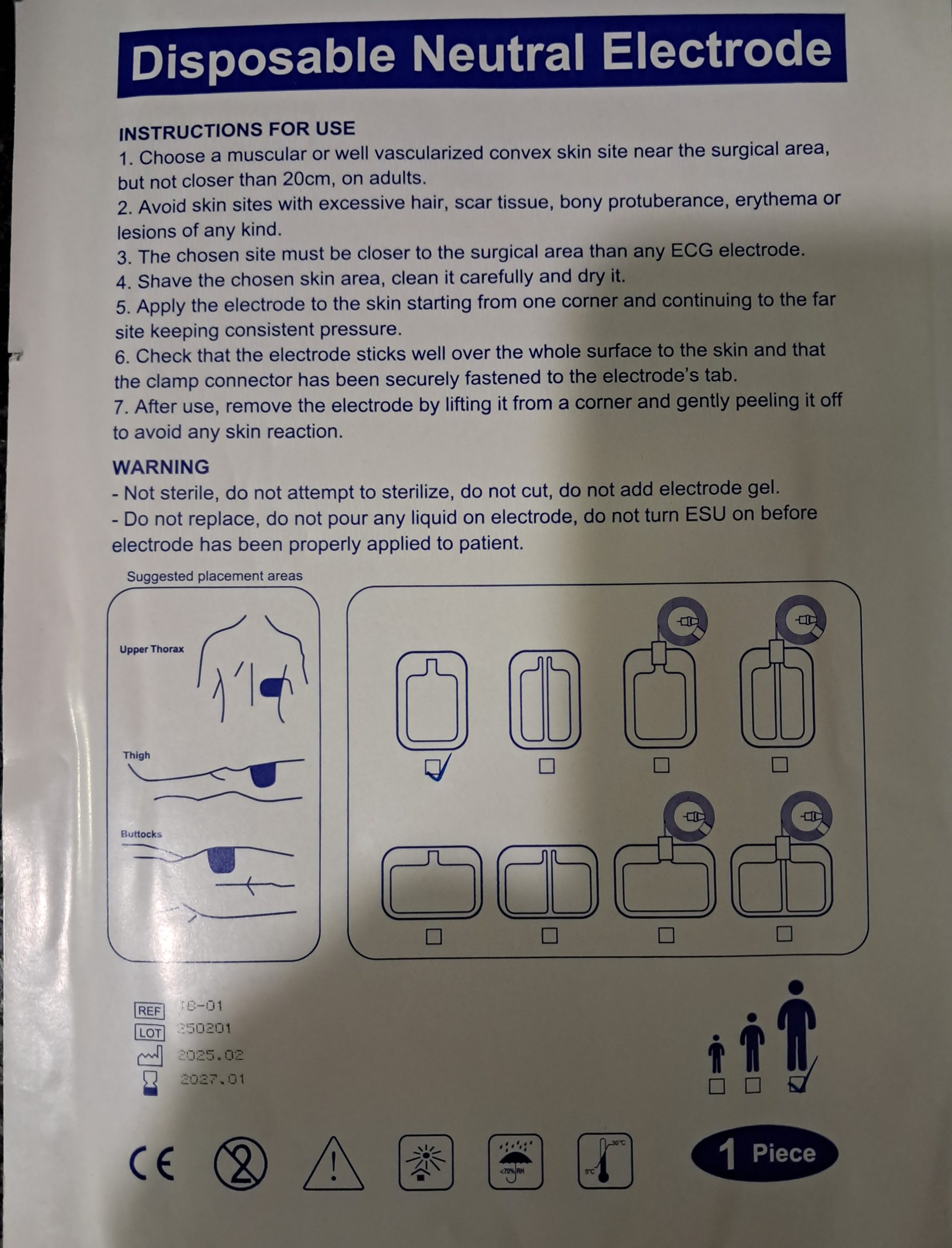 Diathermy Disposable electro pads