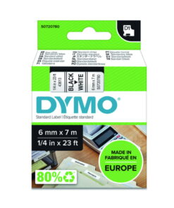 Dymo D1 Tape 6mm x 7m Black on White