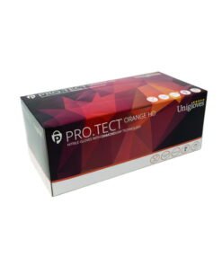 Unigloves Nitrile Gloves Protect Orange Size M (7-8), Orange, Powder-Free, Diamond Grip, Pack of 100