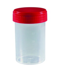 LLG Multipurpose Container, 60 mL, PP with Red PE Screw Cap, Frosted Label, Individually Wrapped, Sterile, Pack of 500