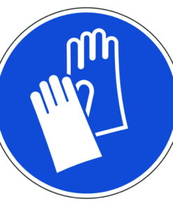 Mandatory-sign "use hand protection" PVC foil, self adhesive, Ø 50mm acc.to ASR/ISO-M009