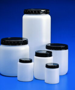 Kartell Cylindrical Jar 250 ml, HDPE White,with Black Screw Cap