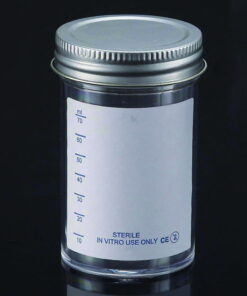 LLG Sample Container 100 mL, PS with Metal Flowed Seal Inert Liner Cap, Sterile (Pack of 40)
