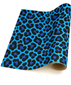 Leopard Print Blues & Black (50m x 50cm Roll)