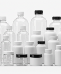 Jars. Plastic and glass.