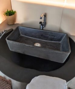 Alternative view of Aquatina Black Concrete Basin 47 X 23.5 X 12Cm