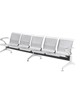 Airport Bench - Indoor Waiting Room Seat - Chrome - Five Seater - Flat Pack - 302 x 67 x 82 cm - PC05