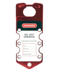 Lockout Hasp - Aluminium with Label - Holds 6 Locks - 19 x 7.7 x 1cm