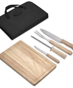 5-Piece Bamboo Braai Set – Carving Board & Accessories in Carry Bag