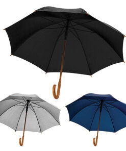 8 Panel Booster Umbrella With Wood Finish Hook Handle – Avail Black, Navy or Grey