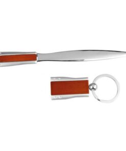 Gift Set with letter opener and keychain, metal and wood combine