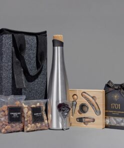 Bar Corporate Gift Hamper – 1L Carafe, Bamboo Wine Set, Various Nuts, Nougat & Africa Sucker in Rpet Tall Cooler Bag