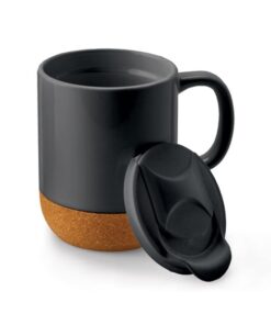 Ceramic & Cork Travel Mug – Avail black or white