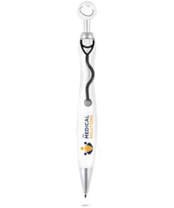 Doctors Pen – White Novelty Pen With Smiley Face & Stethoscope Clip
