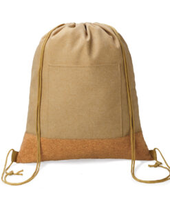 Eco Friendly Cork Drawstring Bag With Front Pocket – Natural Colour