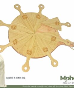 Eco Friendly Round Wooden Board & Pizza Servers In Cotton Bag – Min 10 Units