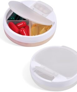 Four Chamber Pill Box With Rotating Dispenser & Transparent Lid