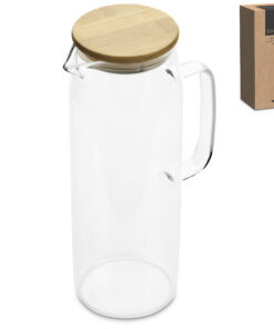 Glass Water Jug Decanter – 1500ml – Natural Bamboo Lid
