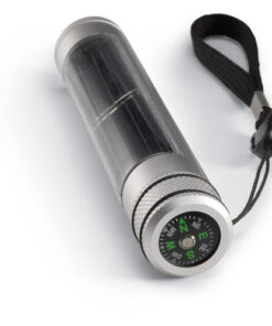 Solar powered torch with compass