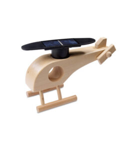 Solar powered wooden helicopter