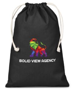 Maxi Large Cotton Drawstring Pouch – Black